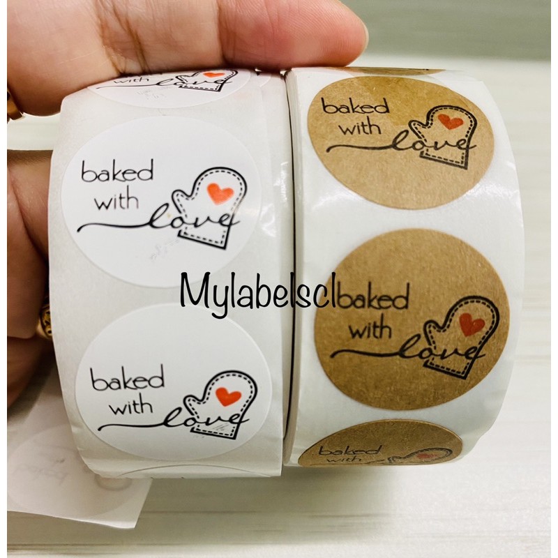 

Stiker Label Sticker Craft Baked with Love Bakery Kue segel seal Cookies Handmade Cake Brownies