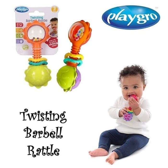 Playgro Twisting Barbell Rattle Mainan Gigitan Bayi