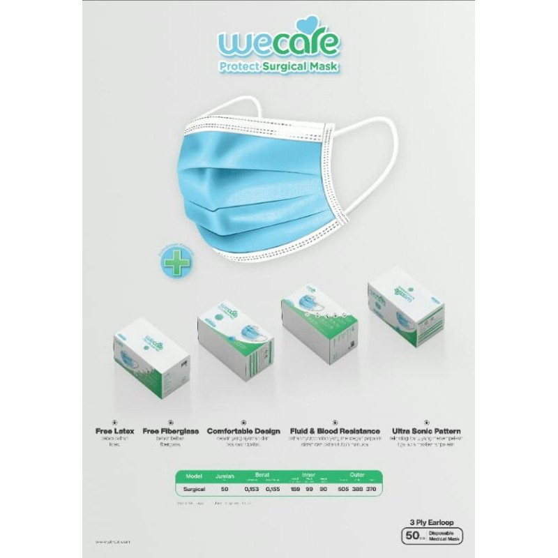 Masker Medis 3 Ply Earloop / Protect Surgical Mask 3 Ply Earloop / Disposable 3 Ply Mask 50 pcs/box