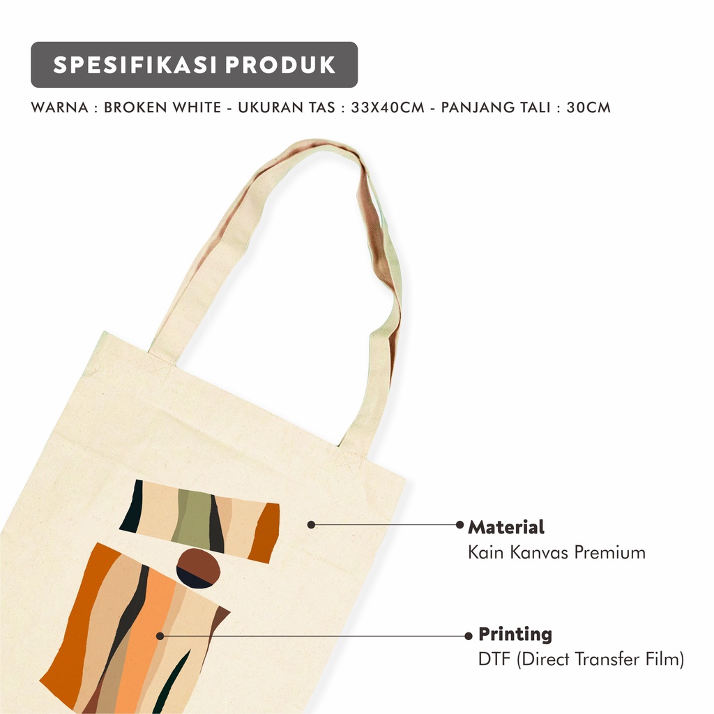 Sevine Tote Bag Kanvas Tas Fashion Totebag Wanita DTF Printing Nordic Aesthetic Series - KNP2