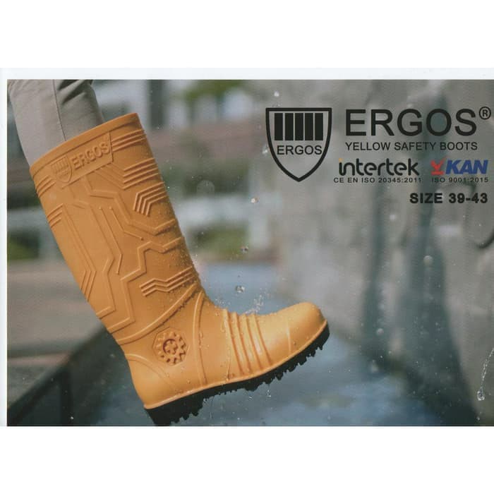 Sepatu Safety Boot Ergos PVC - Kuning Ukuran Dari 39 Sampai 43