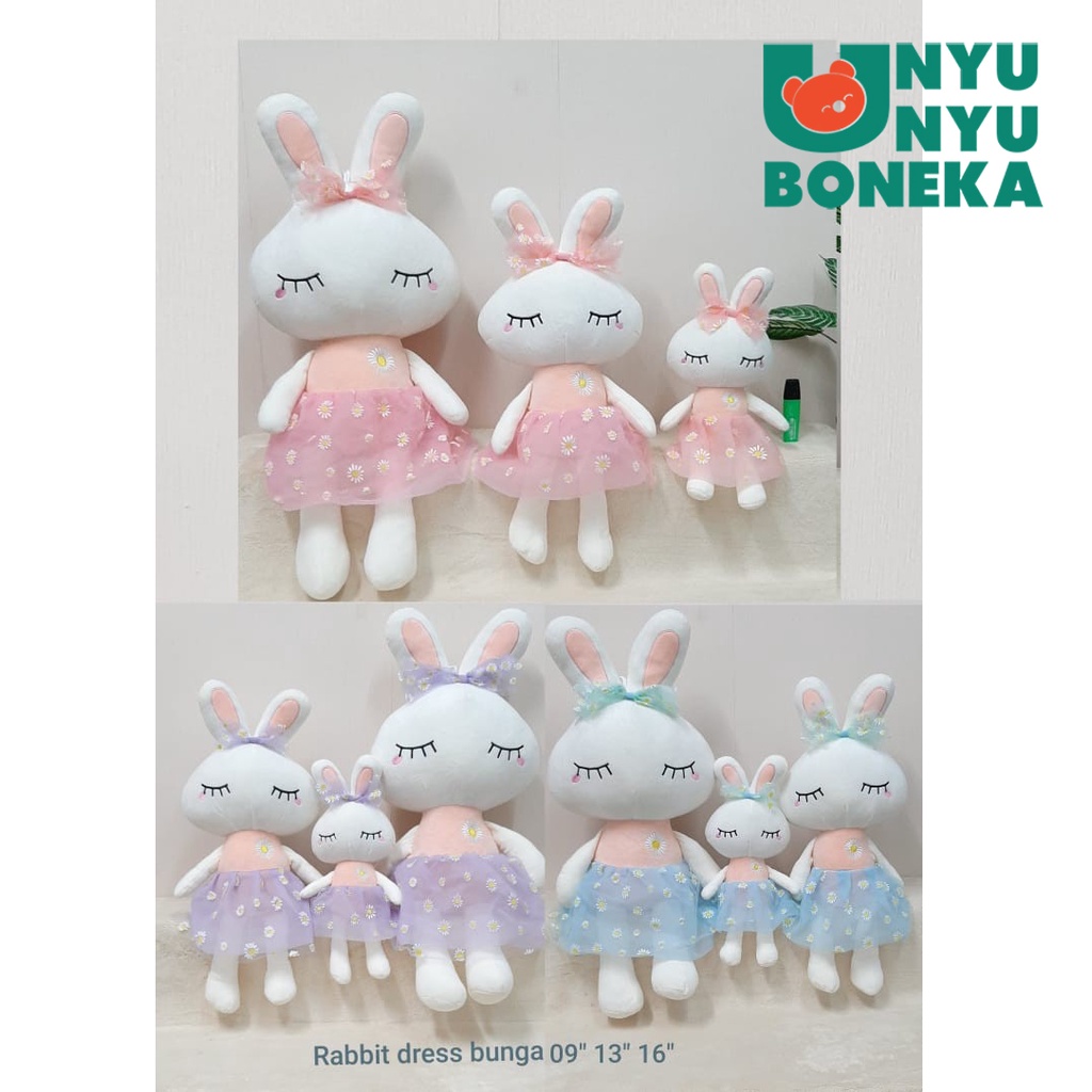 Boneka Rabbit Dress Bunga Size 9&quot;/42cm/AnimalKelinci/mainananak