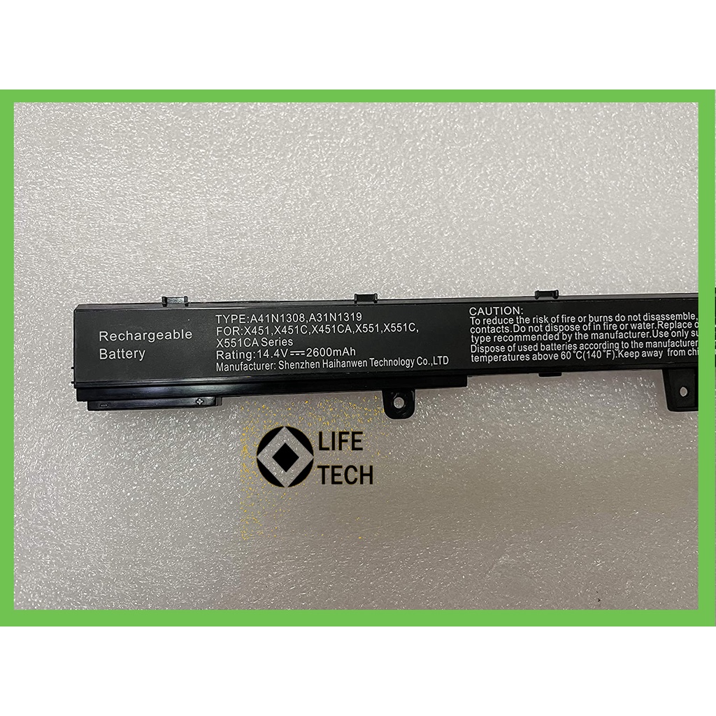 Battery Baterai Laptop Notebook Asus A31N1319 A31LJ91 X45LI9C YU12008-13007D YU12125-13002 X451 X451C X451CA X451M X451MA X551 X551C X551CA X551MA D550 D550MA A41N1308