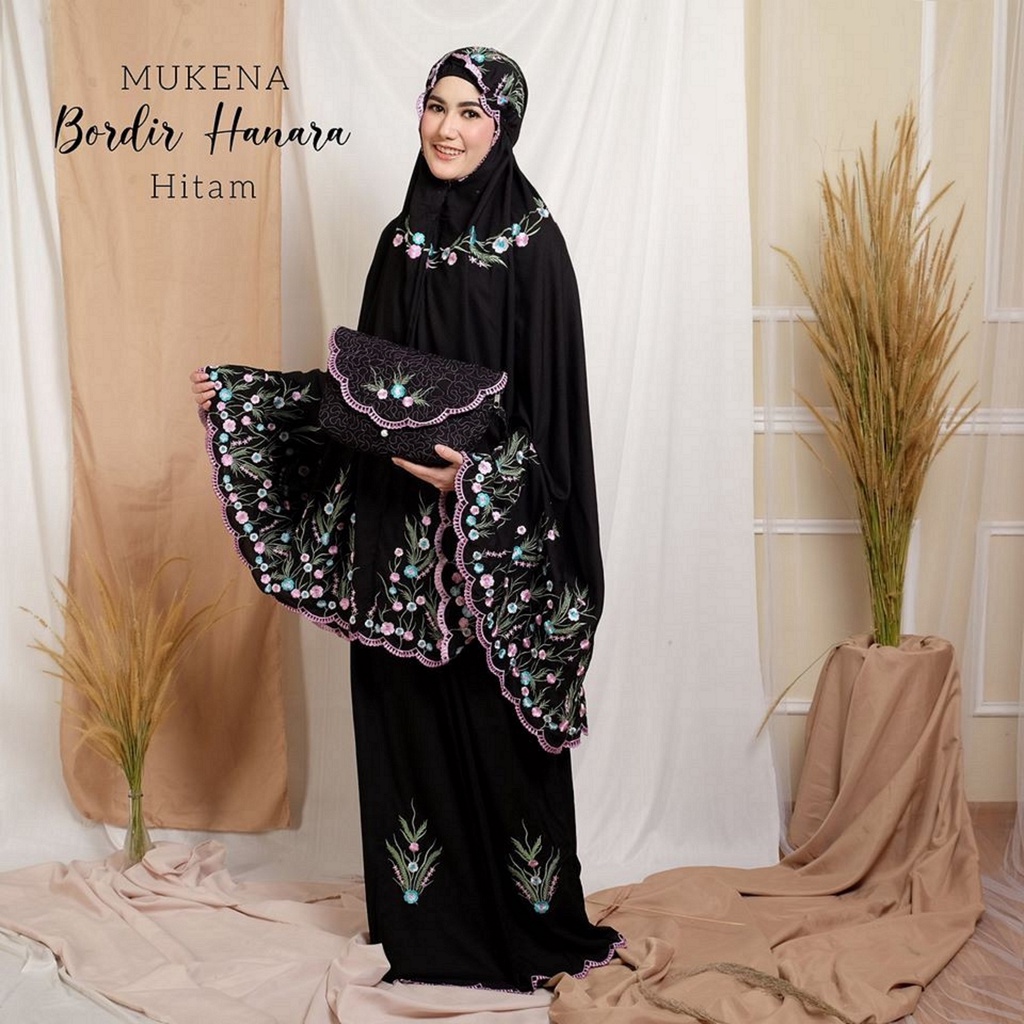 MUKENA DEWASA JUMBO KATUN RAYON BORDIR HANARA PREMIUM TRAVEL PROMO MURAH FREE TAS