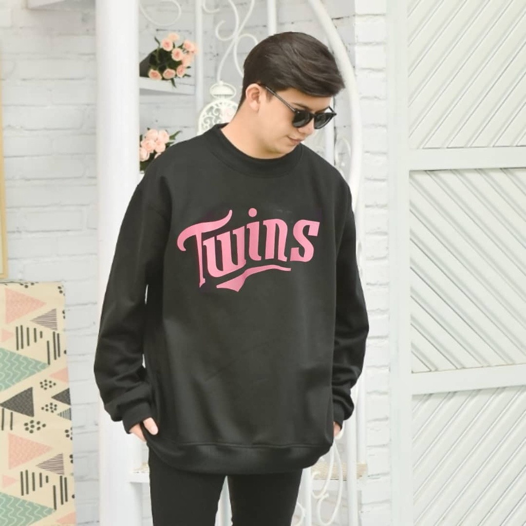 Twins Sweater Hitam XXL Sweatshirt Gaya Korean Style Terbaru