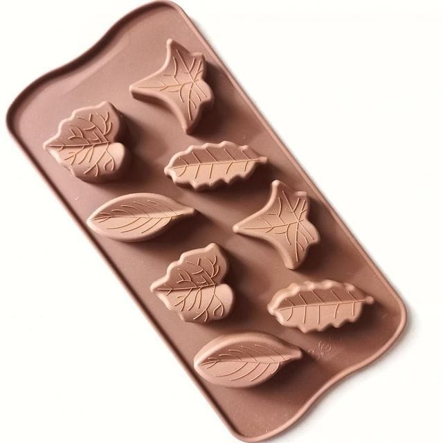 Cetakan Coklat Silicone Daun 8 Grid Cetakan Coklat Jelly Pudding es Batu Daun 8 Lubang Silicone Molds Baking Chocolate