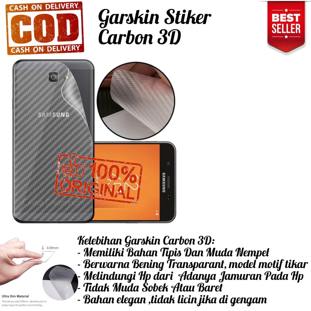 SAMSUNG J2 PRIME J5 PRIME J7 PRIME Skin Carbon Garskin Anti Gores Belakang Anti Jamur