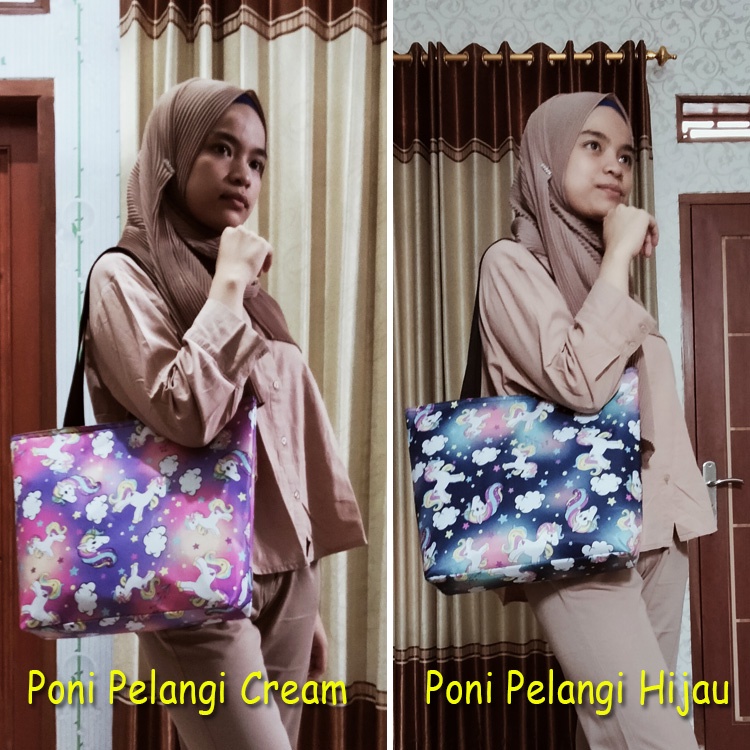 Tote Bag Resleting Murah Terbaru, Tas Totebag Wanita Sleting Motif Lucu Cantik Kekinian