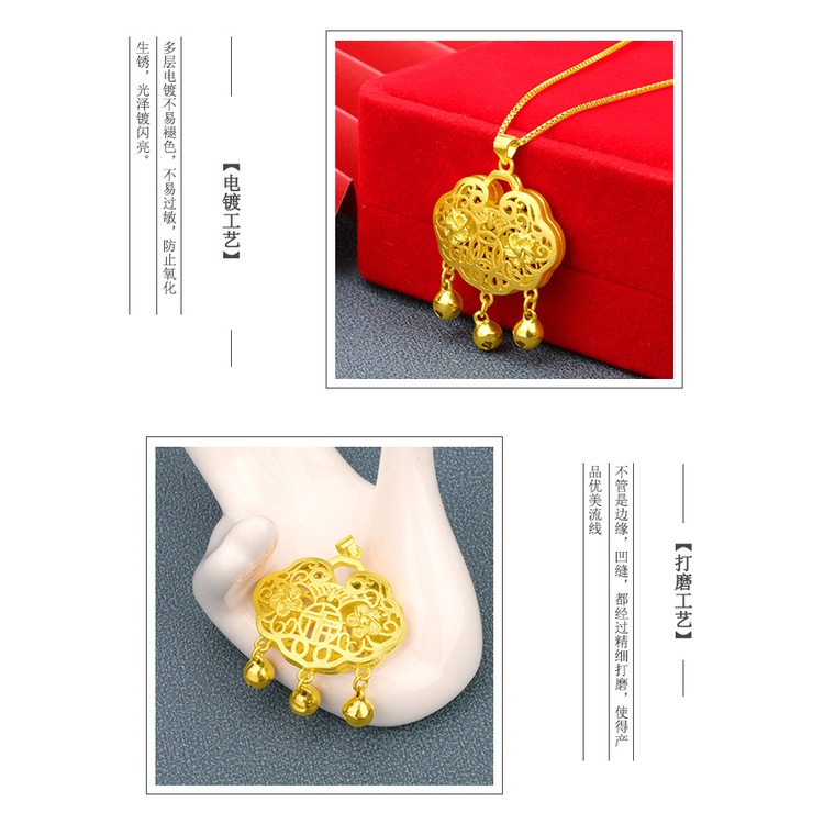 Kalung Emas Asli Kadar 375 Dengan Liontin Gembok Panjang 916