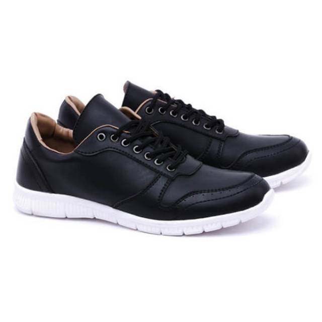 SEPATU SNAKERS/SEPATU CASUAL HITAM POLOS LAKI-LAKI - GRW 1409