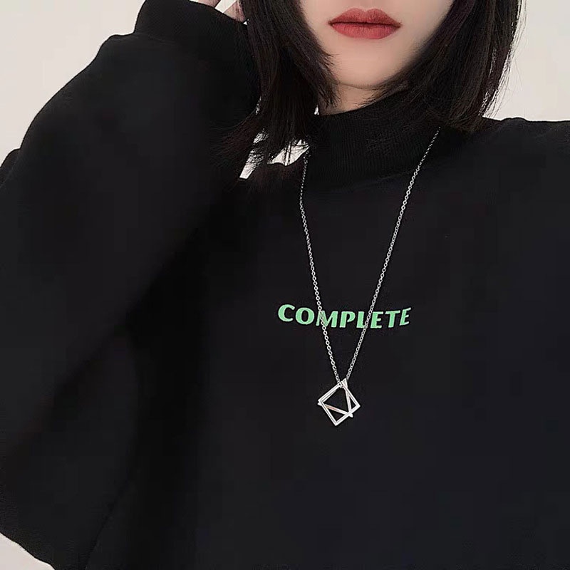 Kalung Liontin Bentuk Segitiga Geometris Bahan Titanium Steel Gaya Hip Hop Untuk Unisex -PD