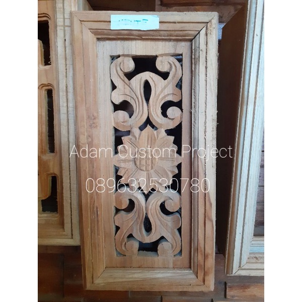 Loster Ukir Kayu Jati Motif Mente / Loster Ukir Kayu 16 x 33