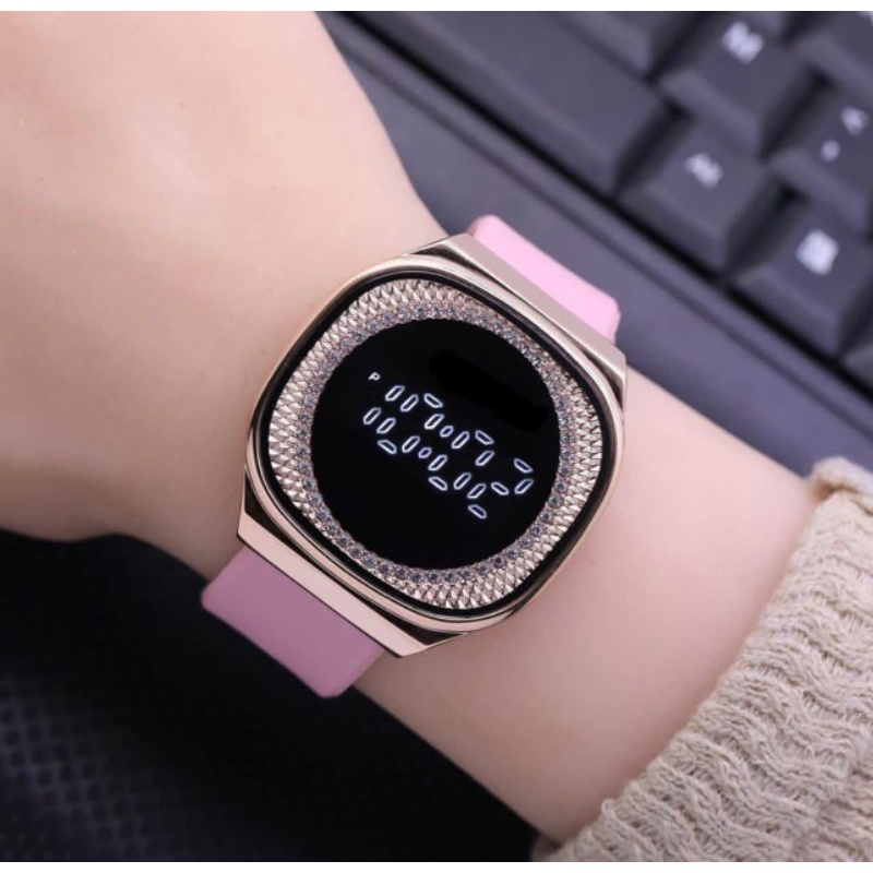 [DG] (Cod)Jam Tangan Wanita Digital Fashion F2L Touch Scren Kota Strap Rubber/Karet(Dikirim Jakarta)