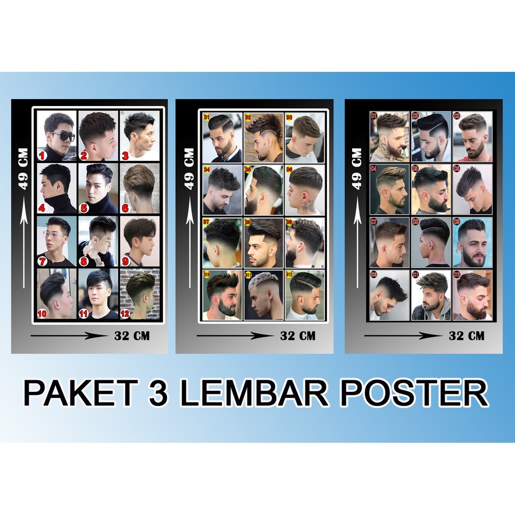 Jual Poster Babershop Pangkas Rambut And Salon Model Terbaru Hiasan Dinding Paket 3lembar G 