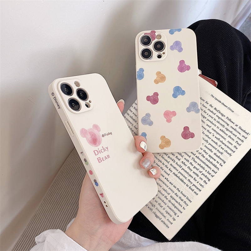 Full screen watercolor Mickey casing iphone 13 12 11 pro X Xs max 7 8 plus SE2020 Disney  soft silicone case iphone case iphone couple