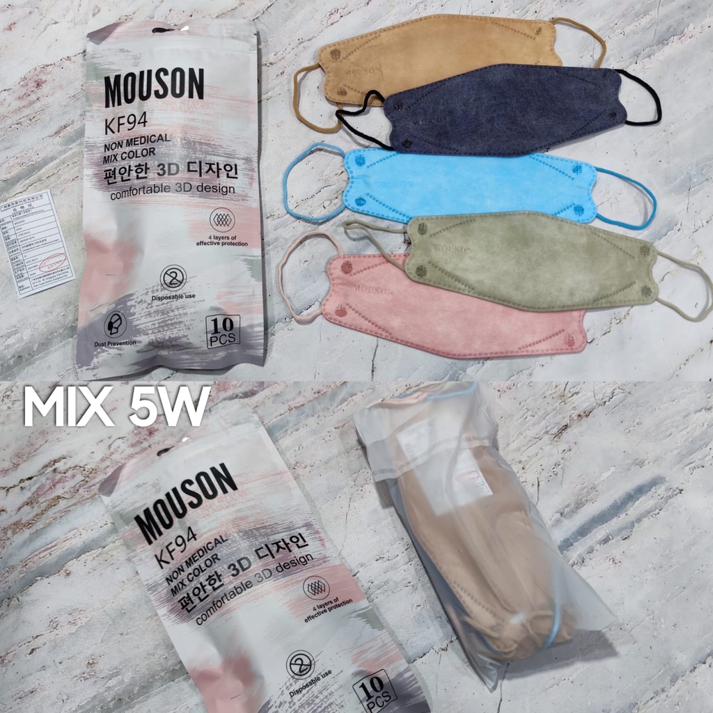 MASKER KF94 MOUSON ISI 10PCS 4Ply Sachet isi 10Pcs MASKER KF94 3D MURAH wemask careion duckbill sensi Kn pro earloop