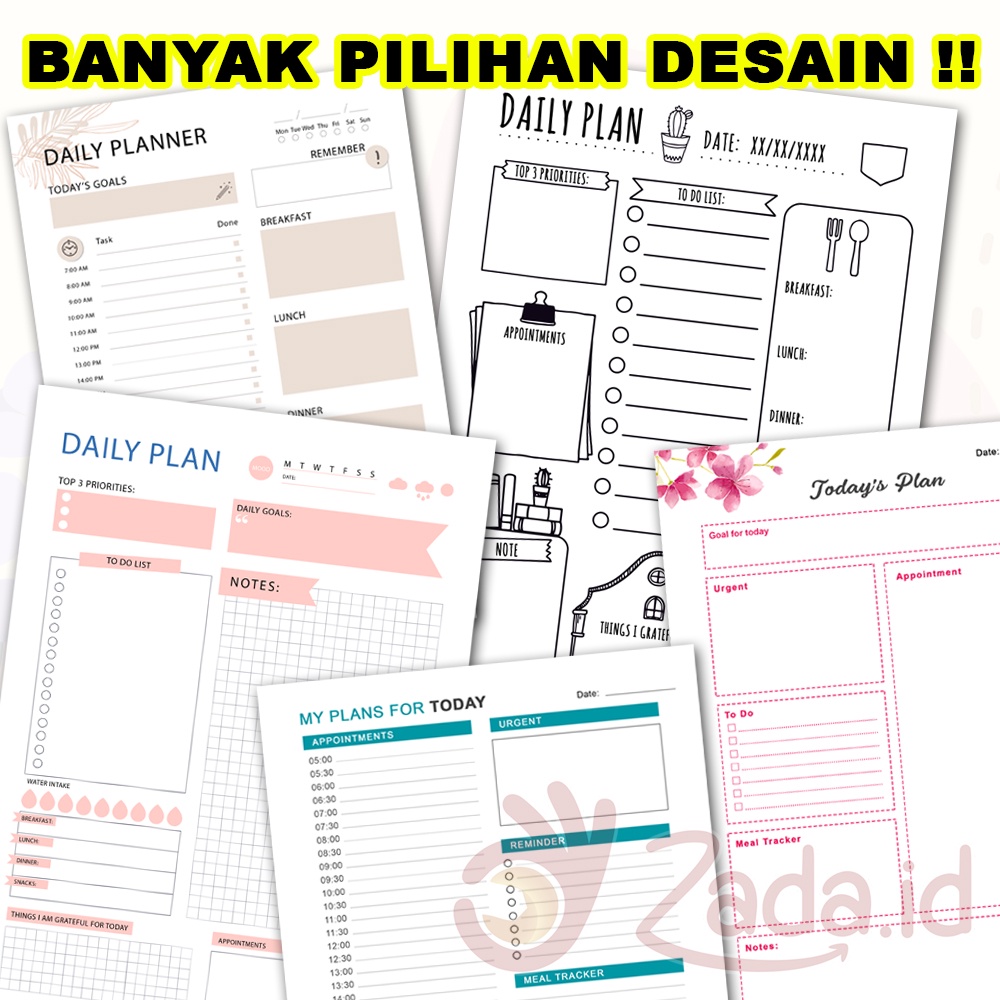 

[7 Lembar] Daily Planner Loose Leaf Refill Binder A5 B5 Jadwal Agenda Harian Lembaran Kertas Aesthetic