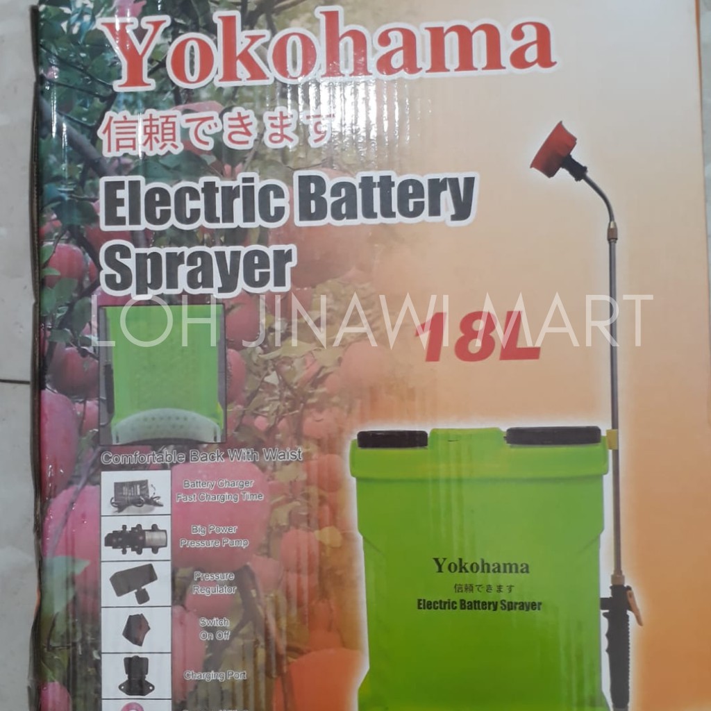 (Bisa Semprot Desinfektan) Tangki Elektrik Charge Cas Knapsack Sprayer Semprot Cap Yokohama 18 Liter
