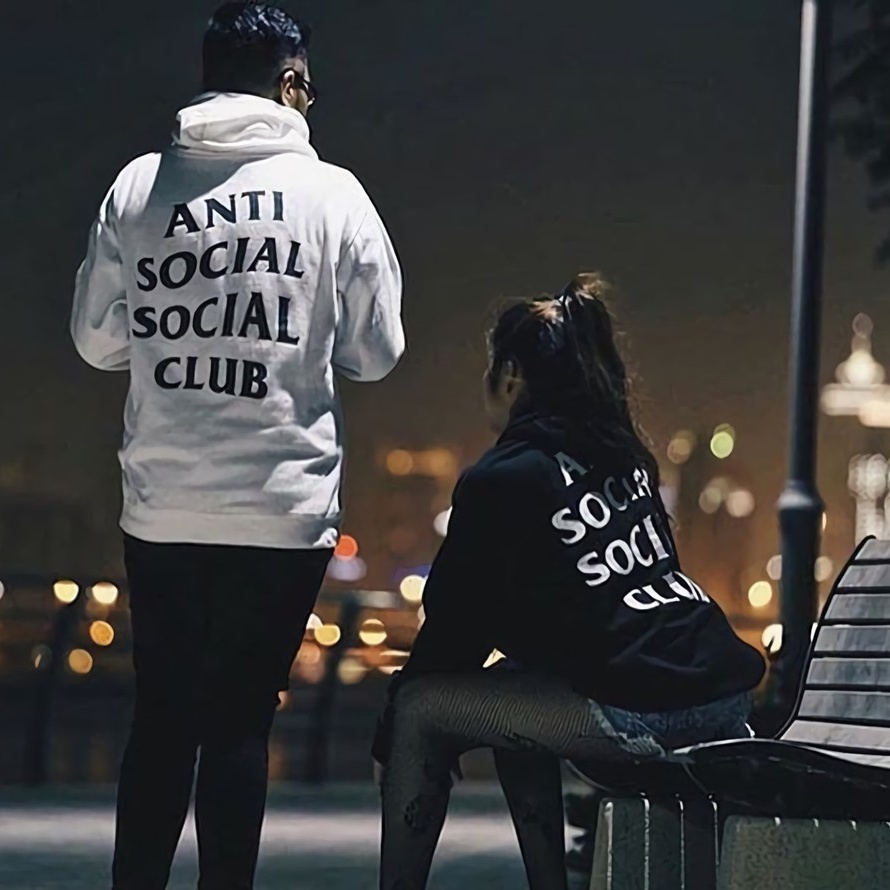 Hoodie Couple Anti Social Social Club Casual Premium Cotton Fleece