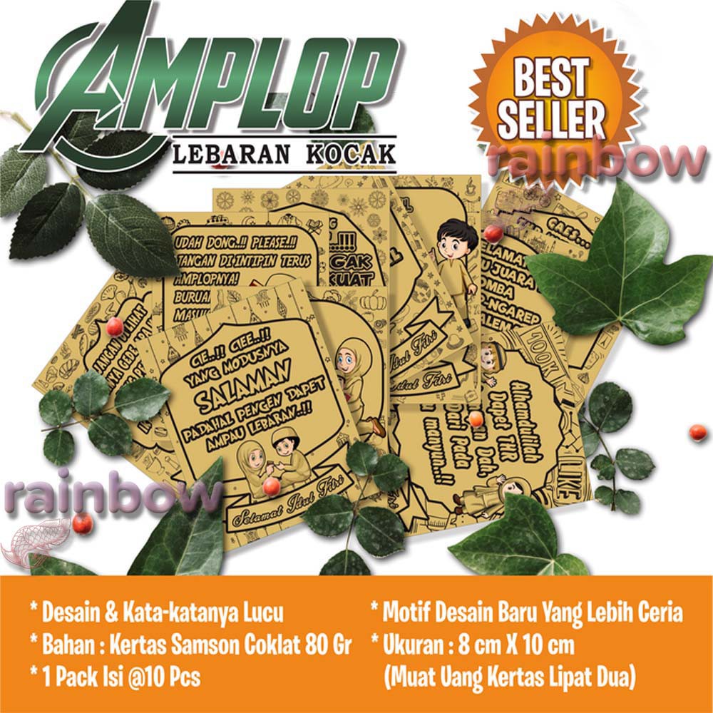 Amplop Lebaran Kocak Lucu 1 Pack Isi 10 Lembar Motif Amplop