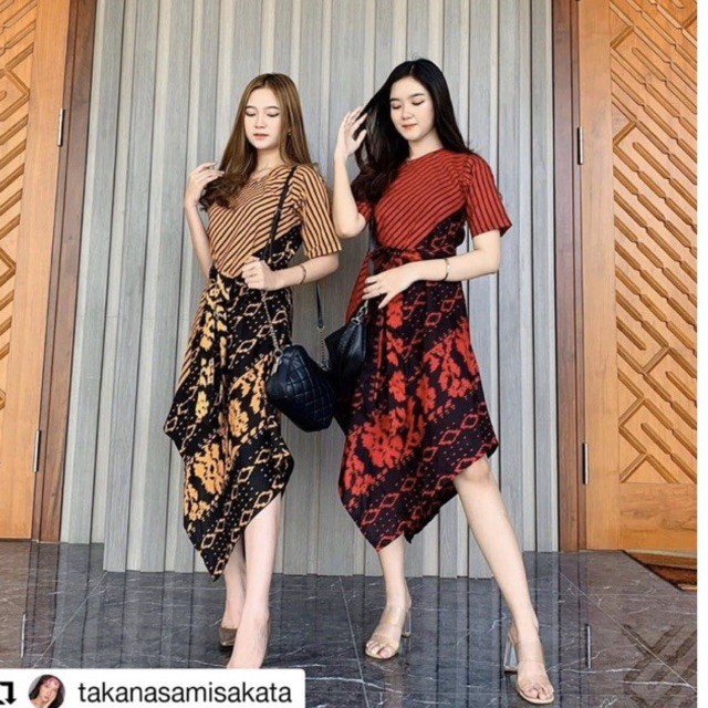 DRESS LANCIP MOTIF TENUN TROSO BATIK