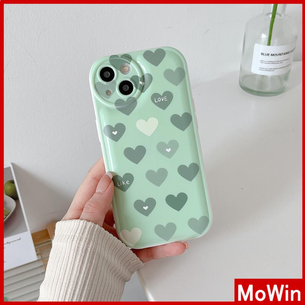 iPhone Case TPU Silicone Soft Case Airbag Shockproof Protection Camera Green Heart Compatible For iPhone 11 Pro Max 13 Pro Max 12 Pro Max 7Plus xr XS Max