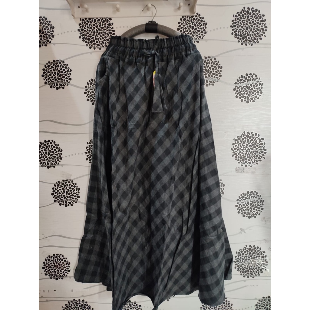 ROK FLANEL IMPORT PANJANG/ROK TARTAN/ROK KOTAK PAYUNG-X