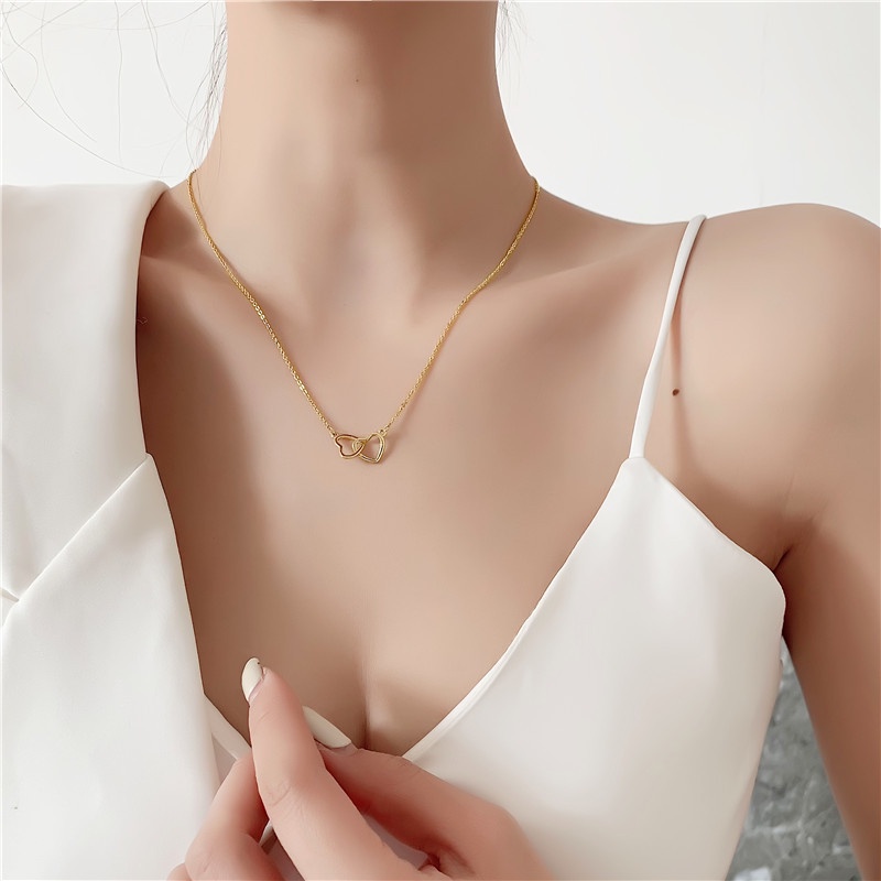 Terbaru 2022 kalung wanita korea titanium anti karat anti luntur COD Fashion Kalung  Liontin Klavikula Rantai  Perhiasan Emas Ready stock