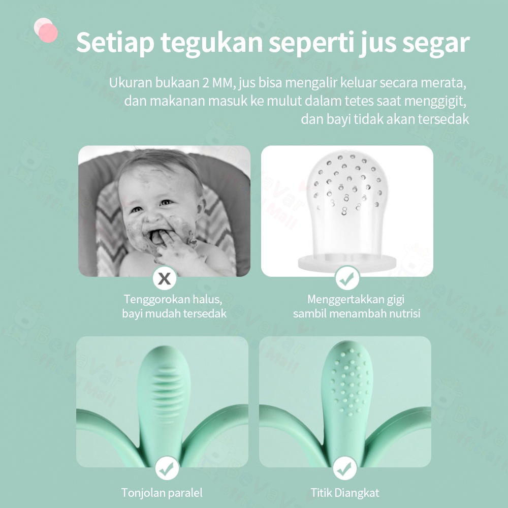 BEVAVAR Mainan Gigitan Bayi  Dot Buah Bayi 2 In 1 Bahan Silikon Lembut