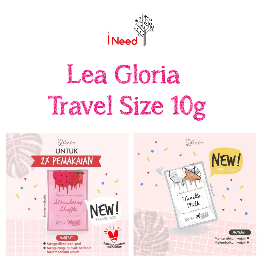 (INEED) (10 gram) LEA GLORIA FACE MASK - LEA GLORIA MASKER SERBUK - KEMASAN TRAVEL  SIZE 10gr