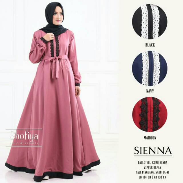 DISC 49% SIENNA MAXI DRESS Muslim syari pakaianonline/tazkiahijabstore/olshopfany/ ORI SHOFIYA /01