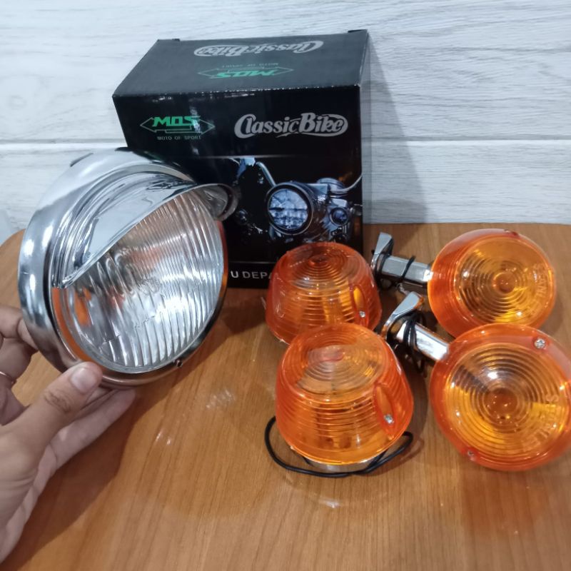 LAMPU C70 SET TOPI LAMPU STANDART PLUS RITING C70 DEPAN BELAKANG MOS
