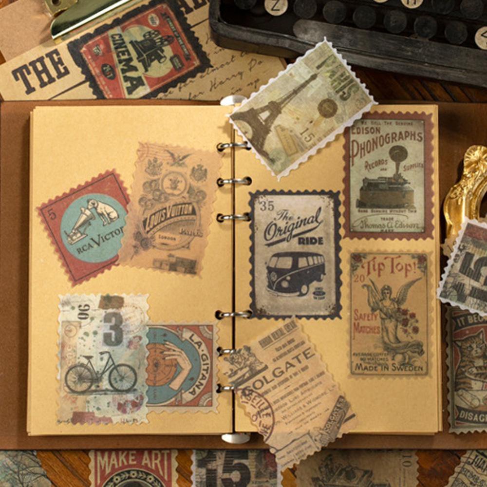 Timekey 60Pcs / Pak Stiker Stempel Vintage Tema Old Time Untuk Dekorasi Diary / Amplop A4K1