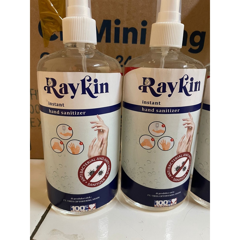 HAND SANITIZER 250 ML DAN 500 ML SPRAY CAIR  MERK RAYKIN TIDAK BUAT TANGAN KERING