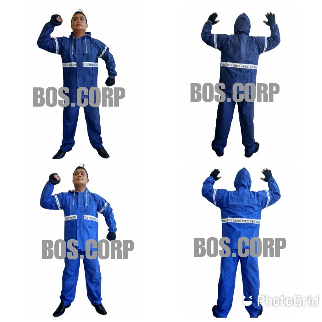 Jas hujan stelan dua la[pis merk komodo / jas hujan pria / jas hujan wanita / jas hujan karet pvc