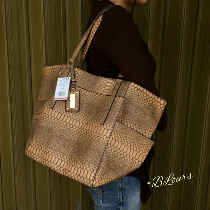 MANGO CROCO BROWN RFBM090-TAS MANGO ORI-TOTEBAG IMPORT-TAS BRANDED - Navy