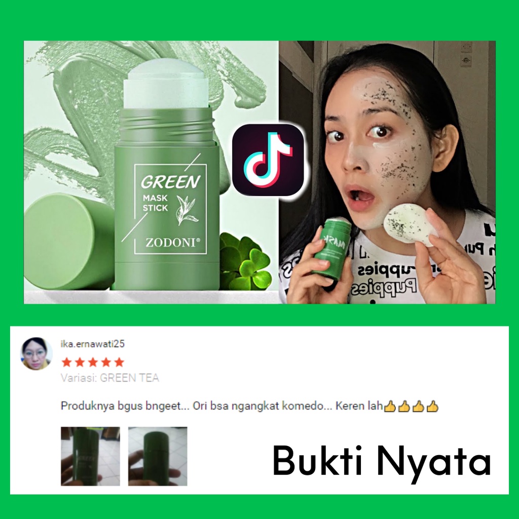 Green Tea Mask Stick Meidian Masker Wajah Penghilang Komedo Pori Pori Pria Dan Wanita Paling Ampuh 40 Gram 100% Original