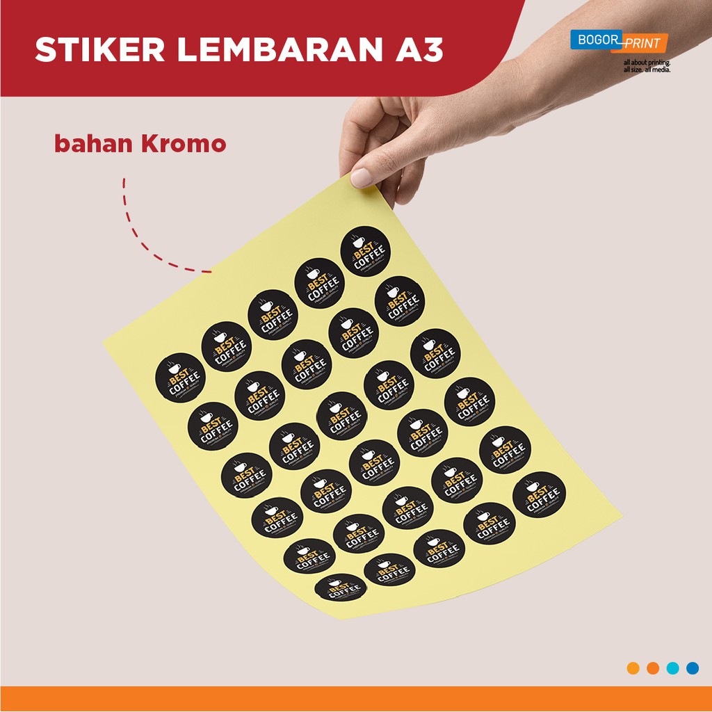 

Cetak Stiker Kromo / Cromo Custom ukuran A3+ / Full Color / Potong Kotak (Print + Cutting) / Custom