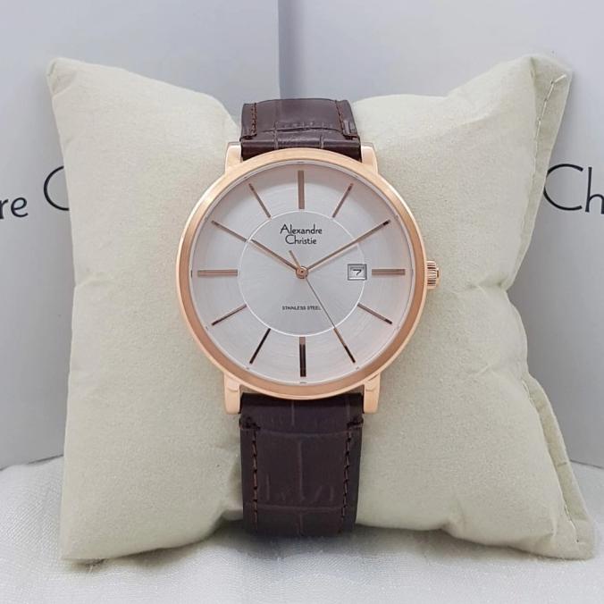 Jam Tangan Pria Analog Alexander Christie AC 8344MR Kulit Original dV~