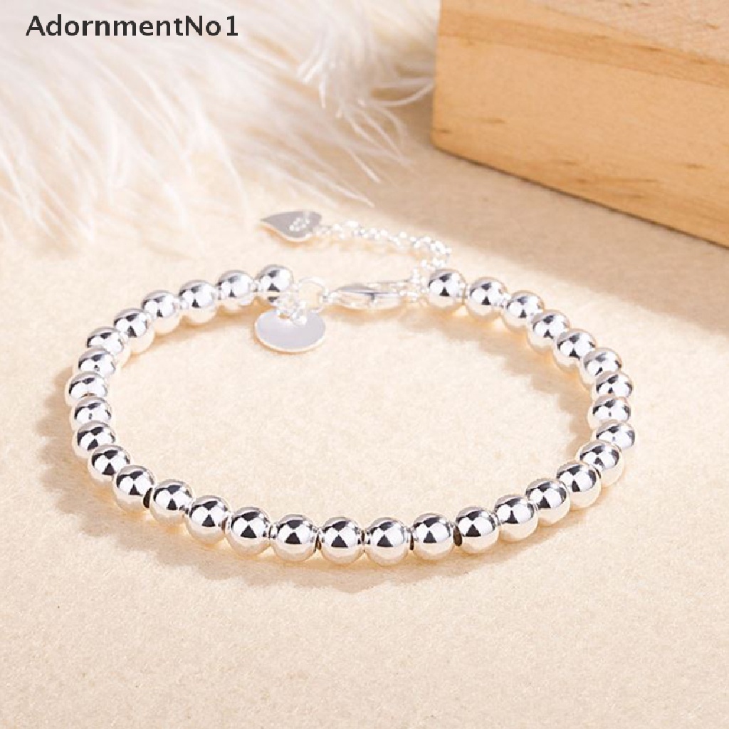 (AdornmentNo1) Gelang Tangan Manik-Manik Bulat Warna Silver Untuk Wanita