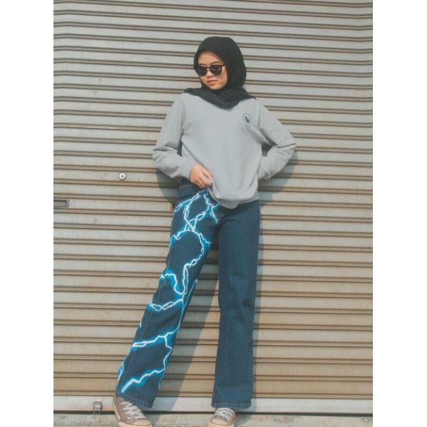 HIGHWAIST JEANS PAINTING MOTIV PETIR CELANA PINTREST