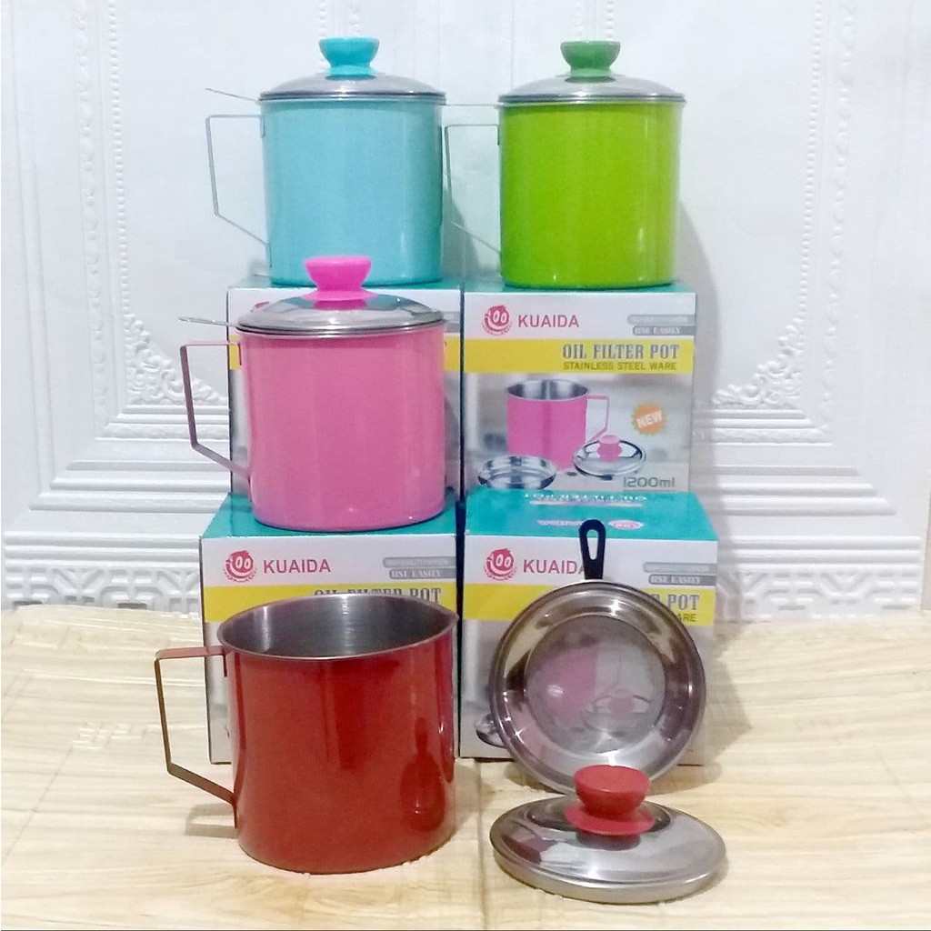 Saringan Minyak Goreng Oil Pot Warna Wadah Tempat dan Penyaring Minyak Goreng 1300ML