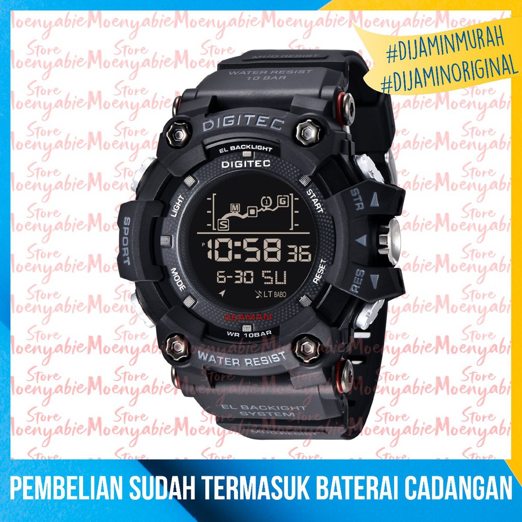Digitec DG 3096T / DG 5096T Black Red Original Dan Anti Air Jam Tangan Digitec Pria