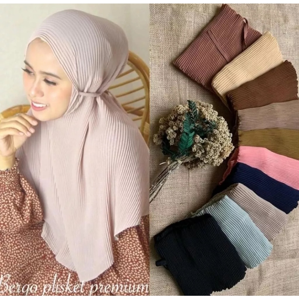BERGO MARYAM PLISKET PREMIUM JUMBO SHAWL LIDI TALI INSTAN TERMURAH // JILBAB BERGO PLISKET TERBARU 2