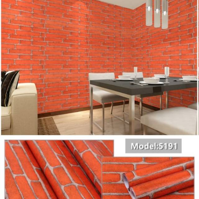 WALLPAPER STIKER DINDING.CORAK BATA ORANGE