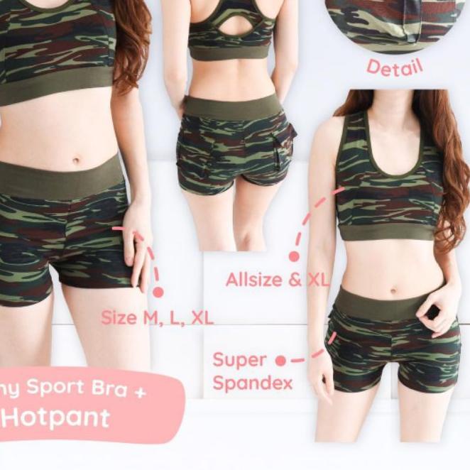 ♦ ARMY SET HOTPANT / baju senam army / setelan aerobic /zumba ✴