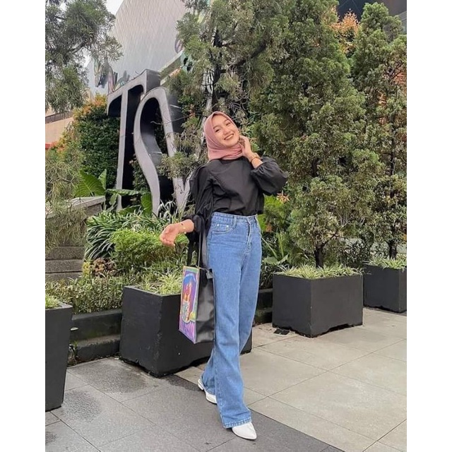 celana jeans wanita kulot loosse