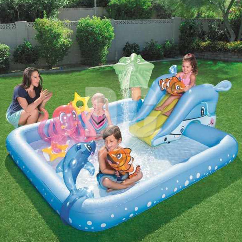 READY MALANG bisa GOJEK!!! 53052 Mainan Kolam Renang Anak BestWay Fantastic Aquarium 239 X 206 X 86