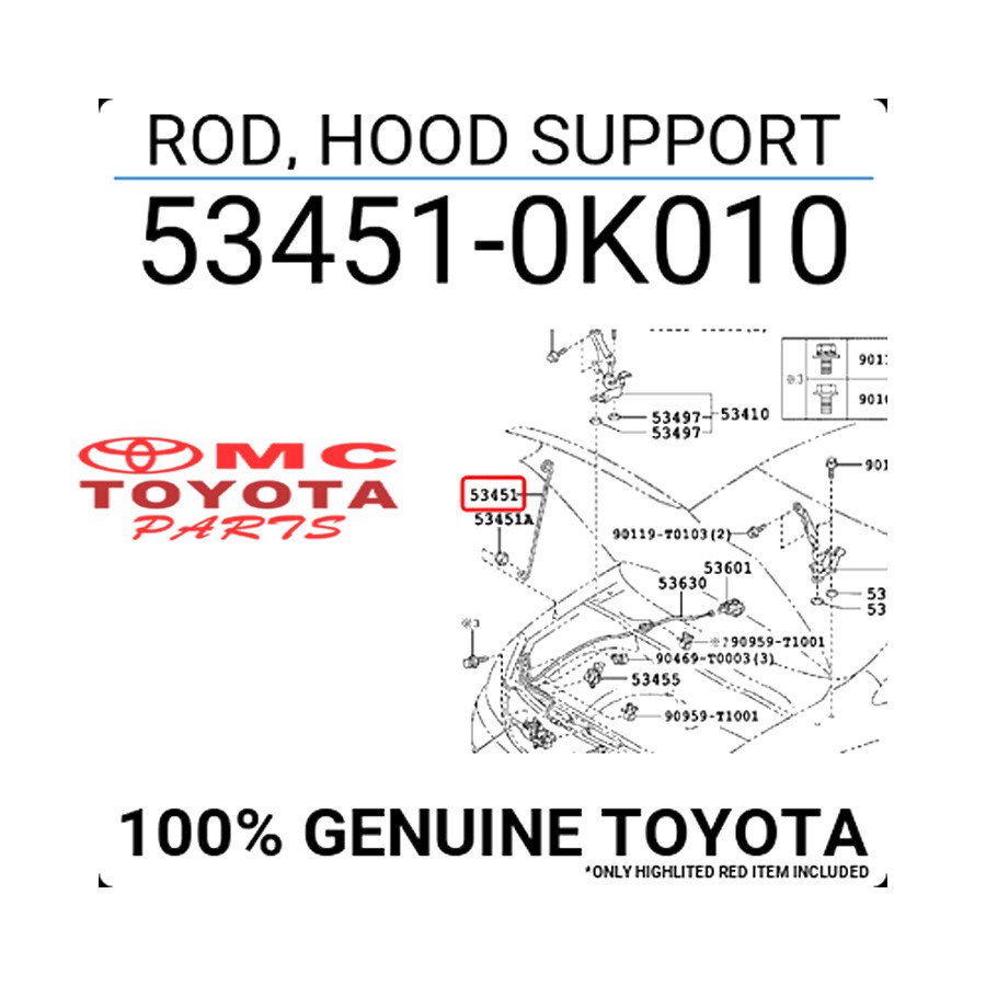 Tiang Penyangga Kap Mesin / Rod Hood Support Kijang Innova 53451-0K010