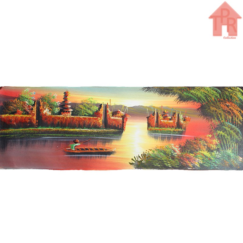 Lukisan Asli - Bali Sunset Landscape 90x30cm.